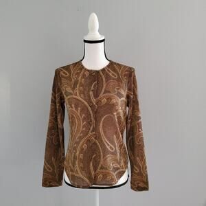 Anne Klein II Petites Shimmer Floral Print Button Down Blouse Size 4